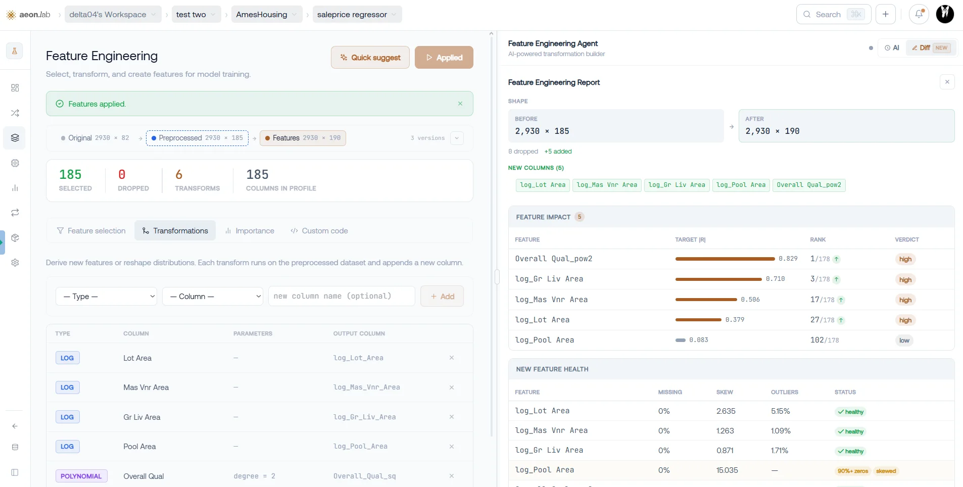 Feature impact and the health of new features