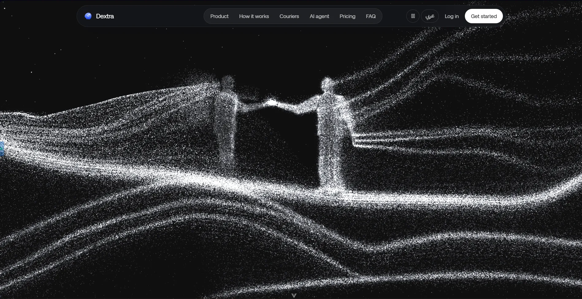 A handshake, drawn in particles