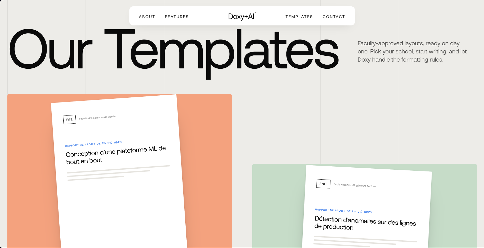Faculty templates