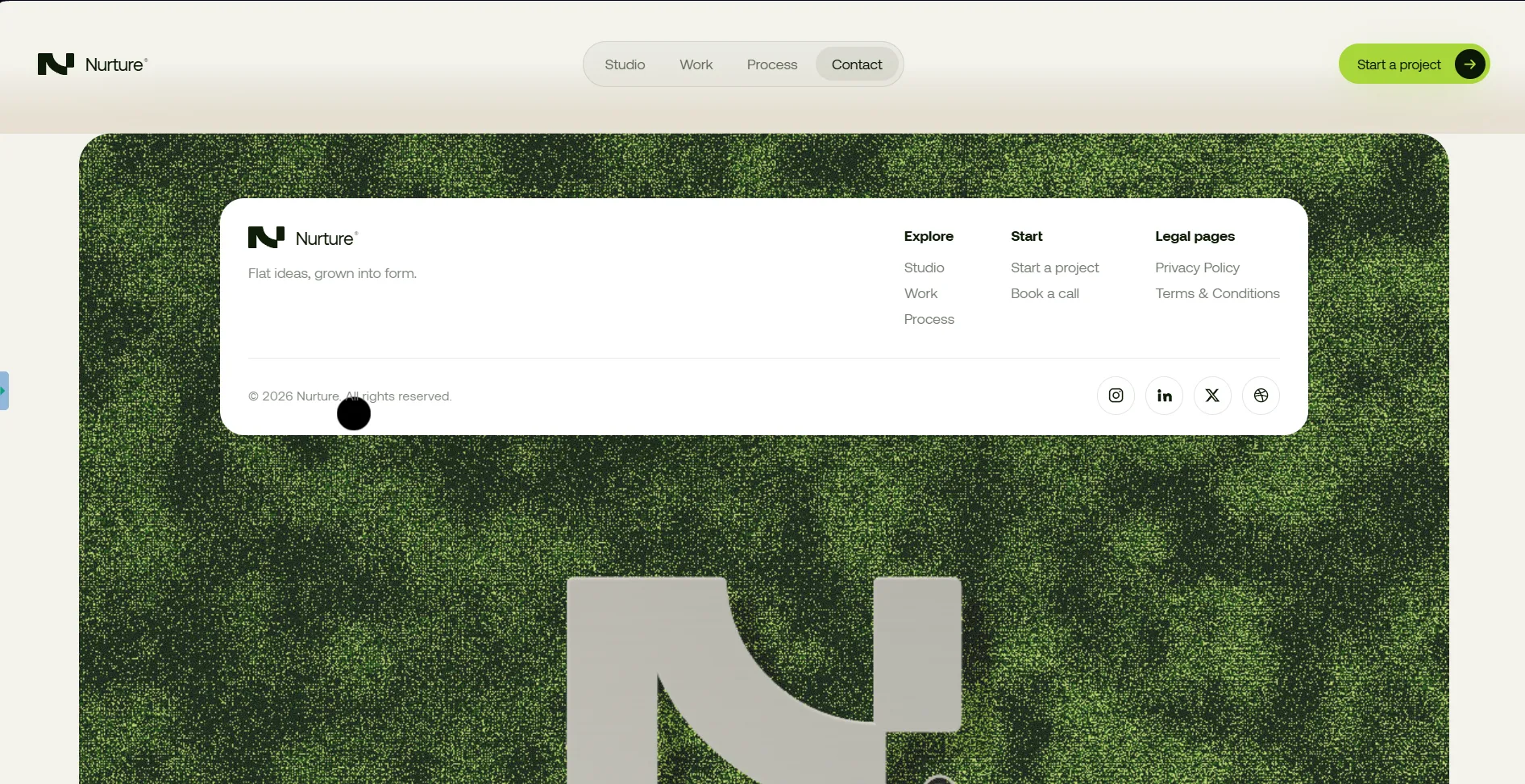 Contact: the footer, set in the field