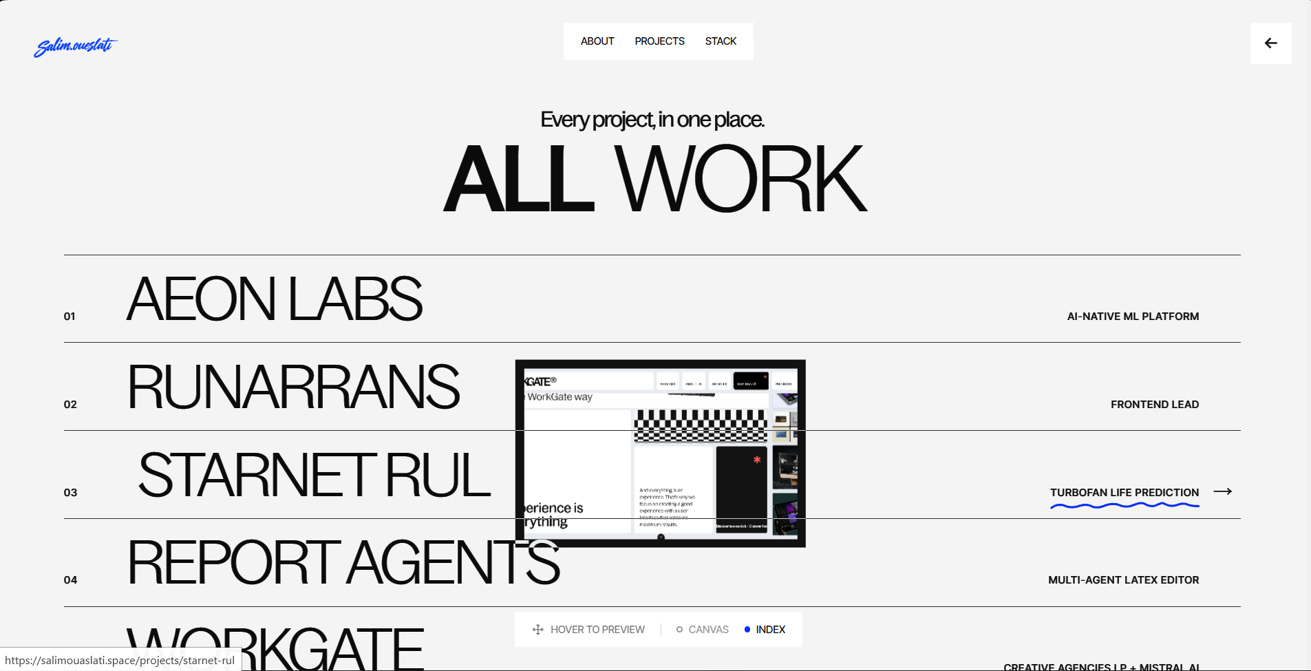 All work, as an index